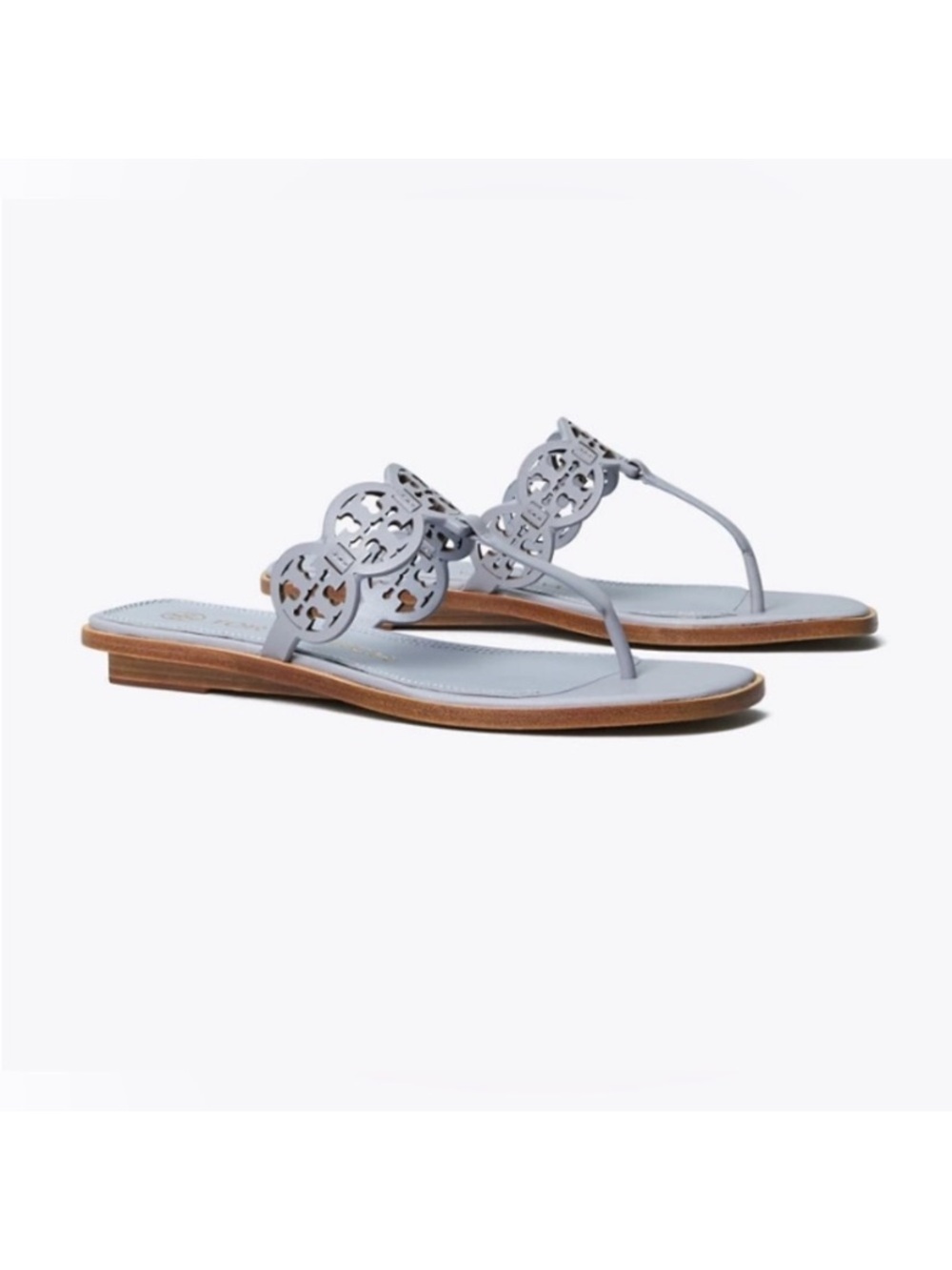 Tory Burch TINY MILLER THONG SANDAL LEATHER Cloud Blue size 9 - Picture 2 of 13